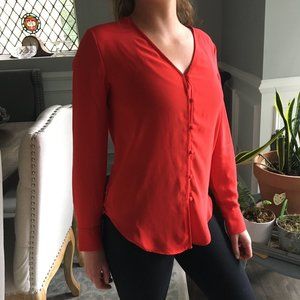 Bright Red Professional Button Down Blouse